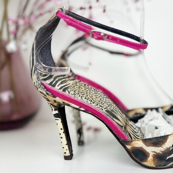 Luichiny Animal Print Pointed Toe Ankle Strap High Stiletto Heels Pumps Size 8.5 - Picture 6 of 15